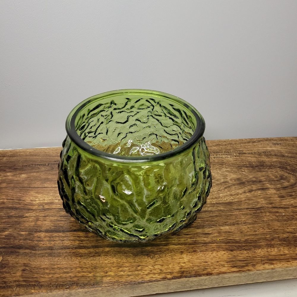 Vintage Green Depression Era Crinkle Glass Bowl EO Brody Co.G101 Cleveland OH